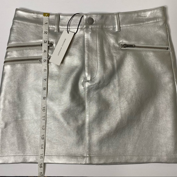 NWT Rebecca Minkoff Metallic Faux Leather Skirt - Picture 10 of 13